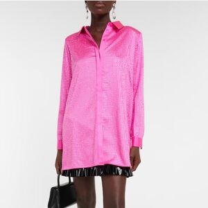 SELF-PORTRAIT Crystal-embellished satin shirt/dress